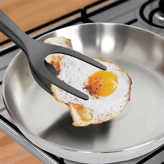 2 in 1 Grip and Flip Tongs Egg Spatula Tongs Clamp Pancake Fried Egg French Toast Omelet Overturned Kitchen Accessories